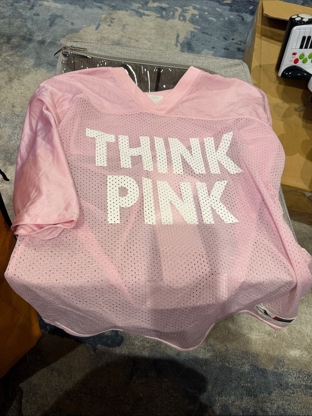 PINK Victoria's Secret Light Pink 'THINK PINK' Mesh Muscle Tee